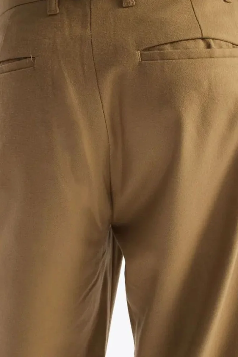 Giesto Tan Natural GIESTO Pleated Mid Waist Straight Leg Pants for Men | Best Price UAE