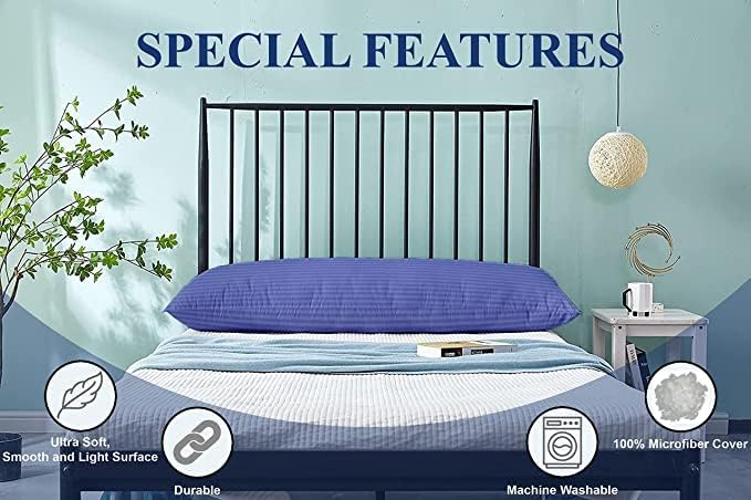 Harmony Home Hotel Linen Long Body Pillow – Super Soft 100% Polyester Microfiber 1cm Stripe – Lavender, 45×120 cm (1 Piece) - Image 4