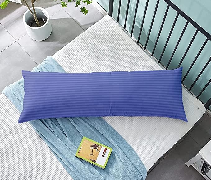 Harmony Home Hotel Linen Long Body Pillow – Super Soft 100% Polyester Microfiber 1cm Stripe – Lavender, 45×120 cm (1 Piece) - Image 1
