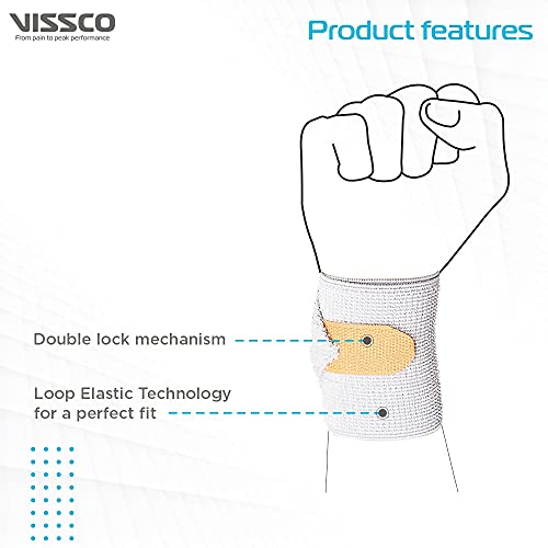 Vissco Wrist Binder With Double Lock, Wrist Support for Sports, Badminton, Hockey, Cricket Gym & Workout, Put it for Ganglion Cyst, Sports Injury & Wrist Pain - Large (Grey) - Image 3