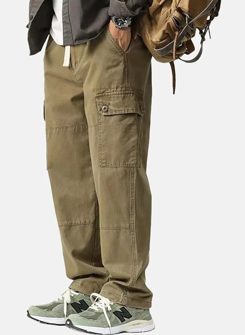 YUNIQEE Khaki Solid Cargos