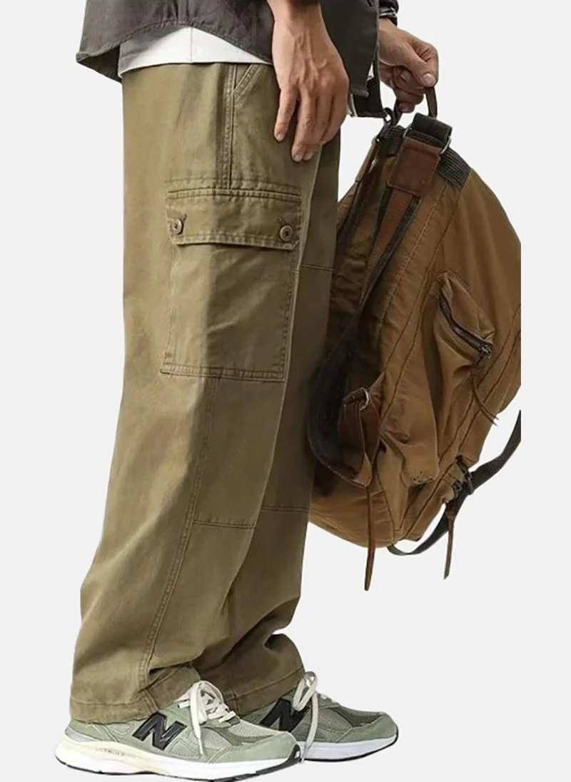 YUNIQEE Khaki Solid Cargos