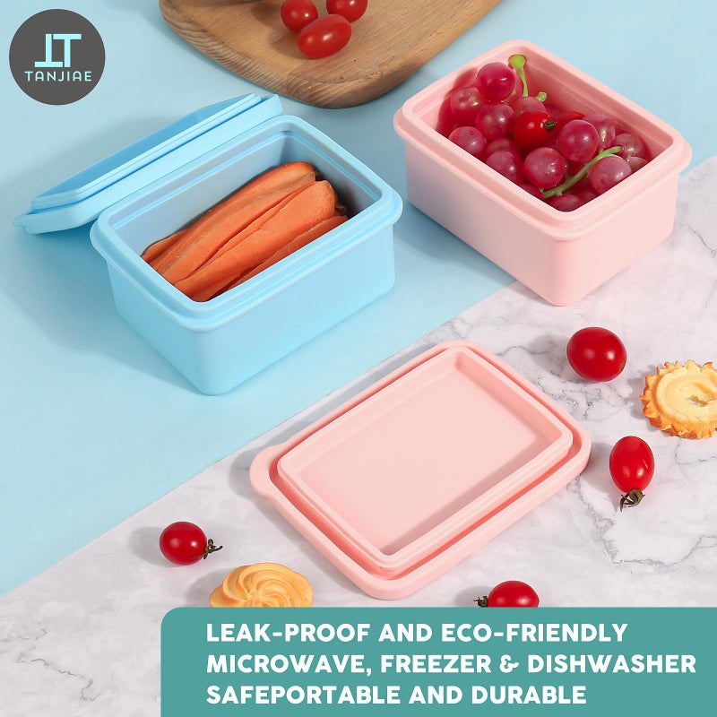 Tanjiae Silicone Snack Containers for Kids, Leak Proof Microwavable Small Lunch Box Containers with Lids for Toddlers, 1 Cup BPA Free Freezer Molds for Soups/Baby Food Storage (13.5oz*2) - Image 5