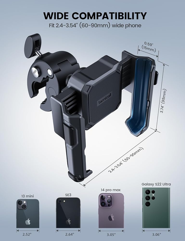 Lamicall Motorcycle Bike Phone Mount, 1s Lock Bike Phone Holder - Image 5