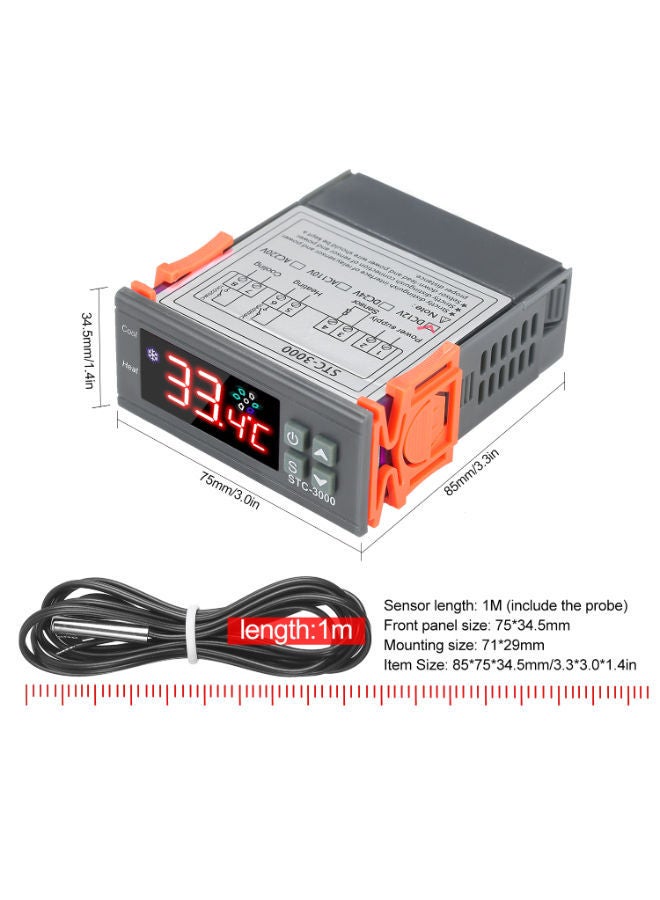 نيبمينينت جهاز حراري رقمي للتحكم في درجة حرارة الكمبيوتر الدقيق طراز STC-3000 مع استشعار الحرارة البارد NTC رمادي/ أسود/ برتقالي - Image 2