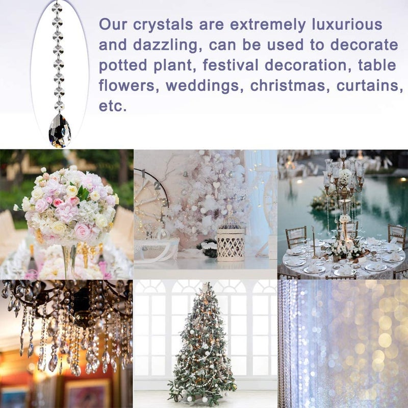 Fushing Teardrop Crystal Strands, 1ft Hanging Crystal Beads Chain Garland, Chandelier Pendants Parts Glass Beads - Image 2