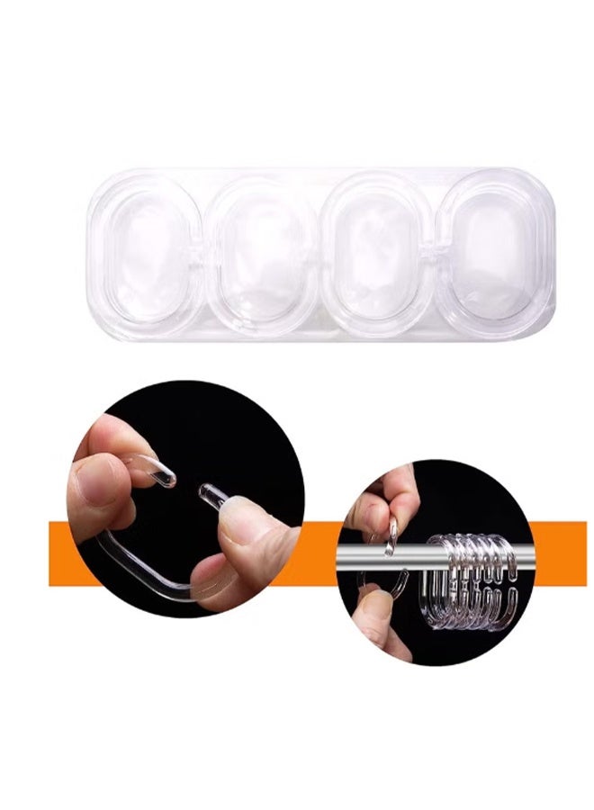 واي جيه 24 عبوة دش ستارة الدائري انزلاق دش ستارة الدائري المشبك واضح البلاستيك الستار الدائري هوك الحمام نافذة الشريط C شكل المضادة للصدأ حلقة الحمام دش اللون الشفاف - Image 4