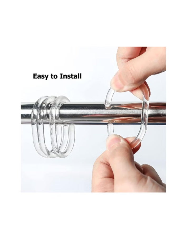 واي جيه 24 عبوة دش ستارة الدائري انزلاق دش ستارة الدائري المشبك واضح البلاستيك الستار الدائري هوك الحمام نافذة الشريط C شكل المضادة للصدأ حلقة الحمام دش اللون الشفاف - Image 3