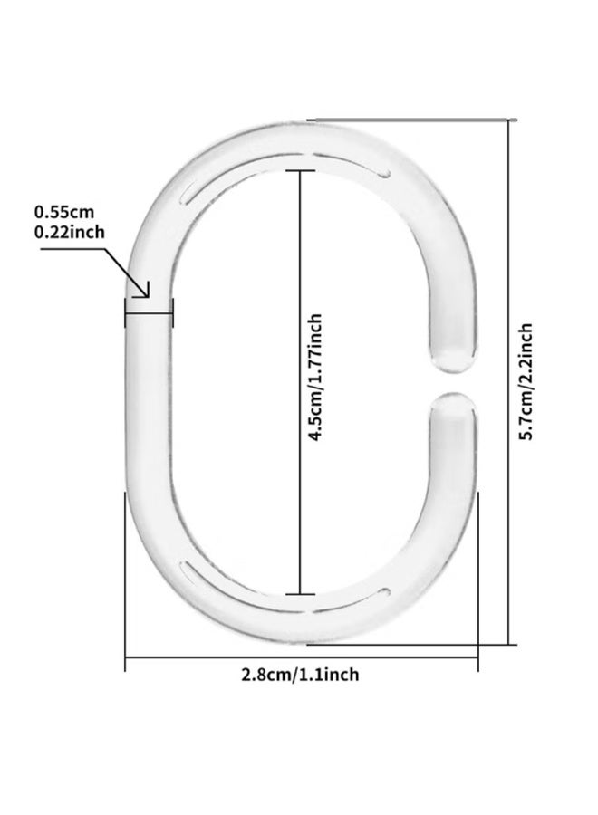 واي جيه 24 عبوة دش ستارة الدائري انزلاق دش ستارة الدائري المشبك واضح البلاستيك الستار الدائري هوك الحمام نافذة الشريط C شكل المضادة للصدأ حلقة الحمام دش اللون الشفاف - Image 2