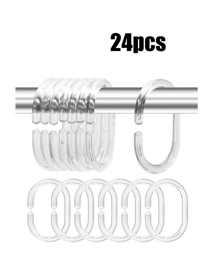 واي جيه 24 عبوة دش ستارة الدائري انزلاق دش ستارة الدائري المشبك واضح البلاستيك الستار الدائري هوك الحمام نافذة الشريط C شكل المضادة للصدأ حلقة الحمام دش اللون الشفاف - Image 1
