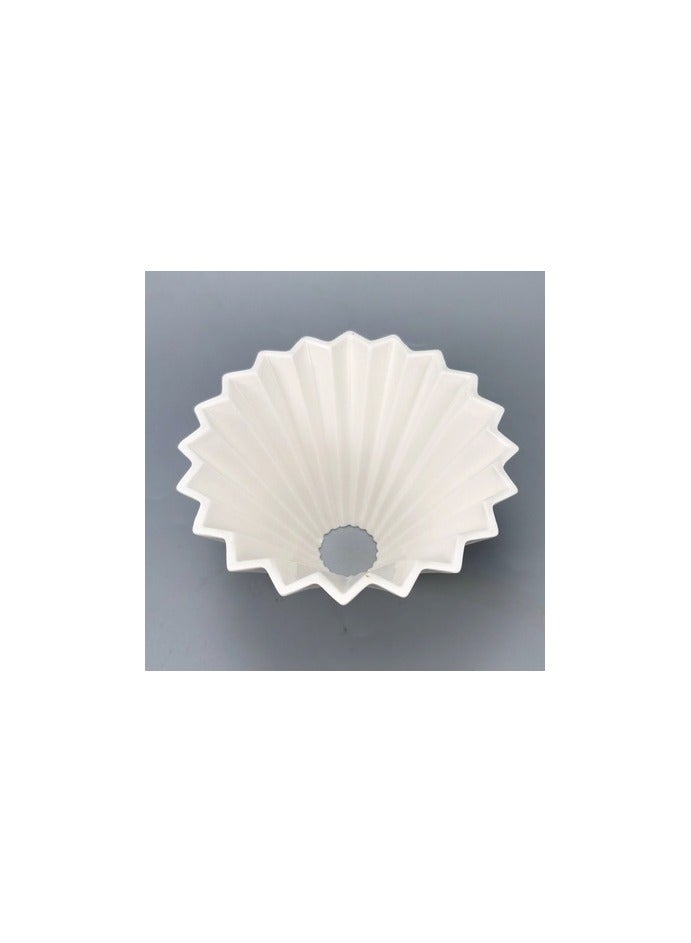 Pure White Ribbed Porcelain Coffee Dripper with Natural Wood Stand - Size 01 (1-2 Cups) - Image 2