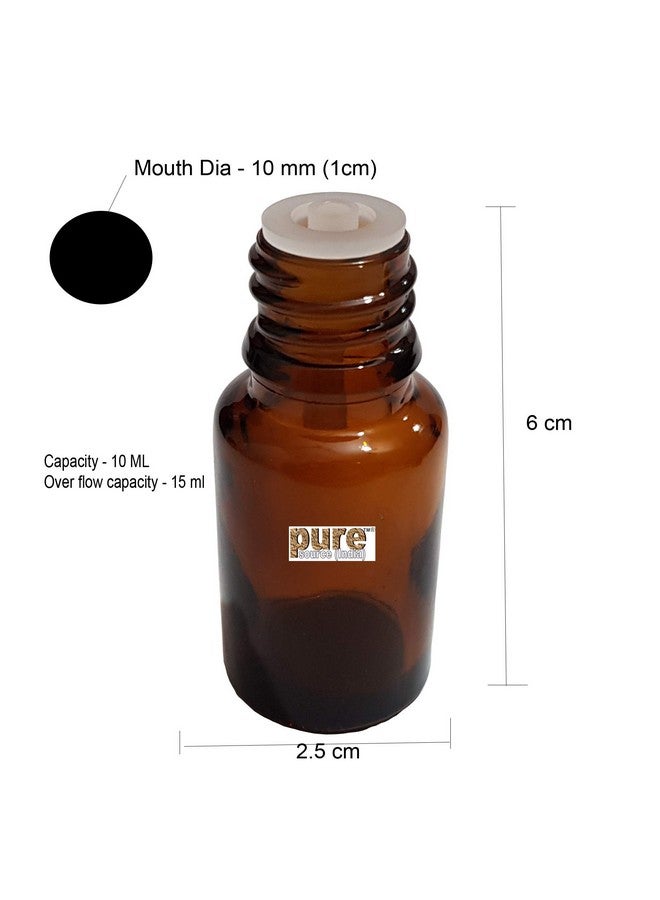 Pure Source India Empty 10 ML Amber Glass Bottle with Leak-Proof Euro Dropper and Cap with Seal,Suitable to Store Essential Oil,Medicine Etc...(Set of 50 Pcs) - Image 2