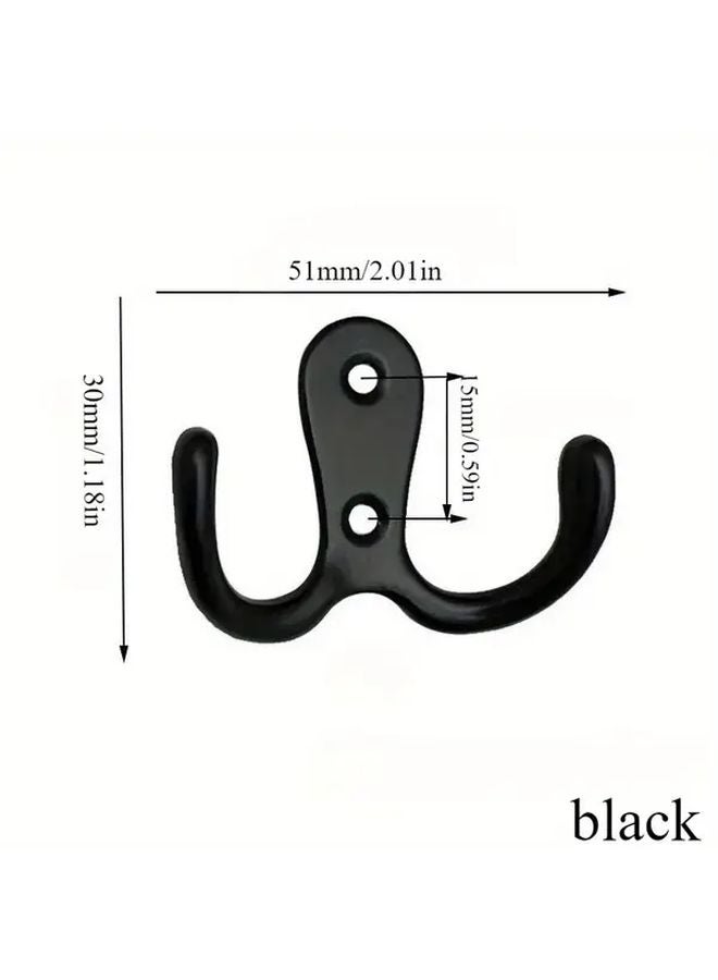 Vintage Black Metal Wall Hooks 2pcs With Golden Accents For Clothes Hats Home Storage - Image 1