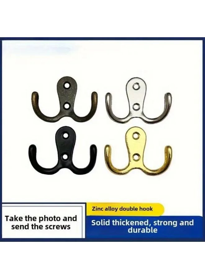Vintage Black Metal Wall Hooks 2pcs With Golden Accents For Clothes Hats Home Storage - Image 2