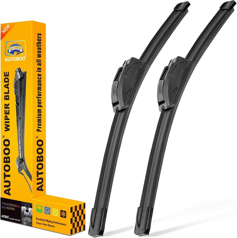 AUTOBOO 22" و22" شفرات ماسحات الزجاج الأمامي (عبوة من 2)، جودة OEM فائقة الجودة لجميع الفصول، شفرات ماسحات ثابتة وهادئة - Image 1