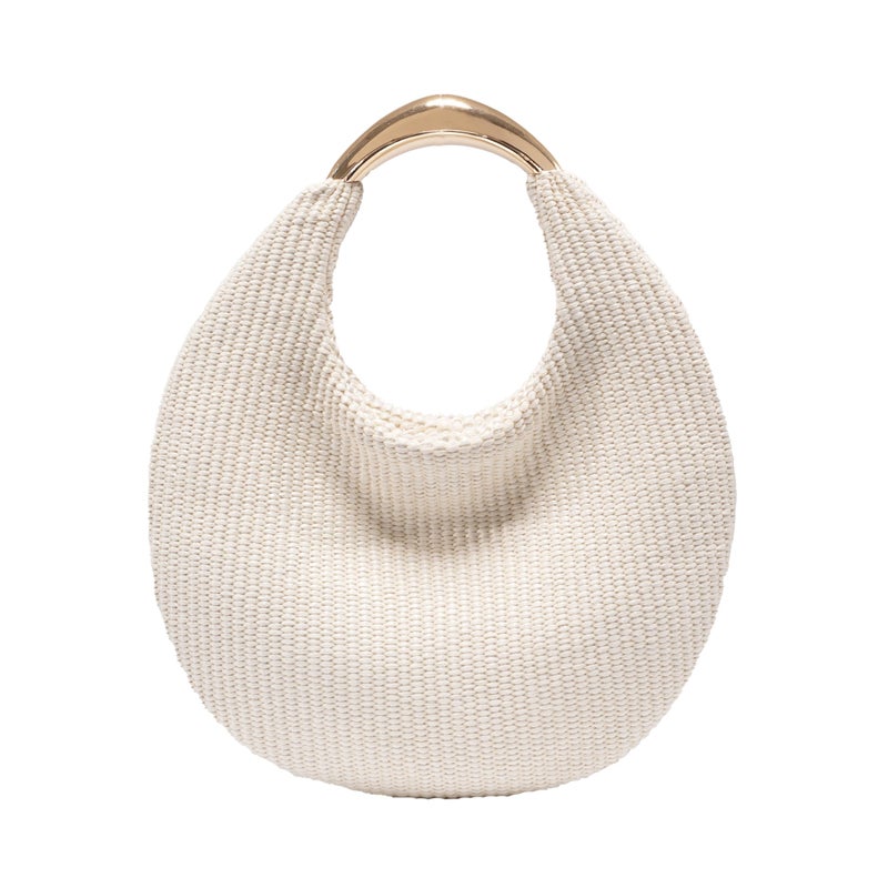 PHILOMENA Straw Bag for Women, Boho Chic Woven Hobo Tote Handbag, Handmade Straw Crescent Purse, Lightweight Summer Beach Shoulder Bag (Beige) - Image 1
