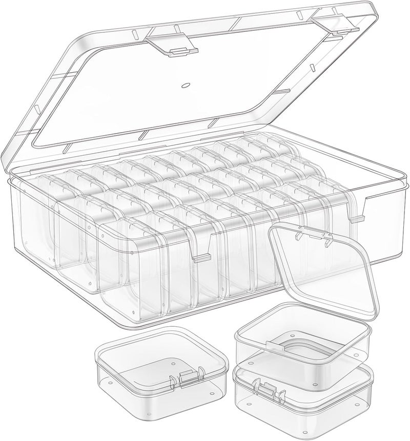Mathtoxyz Bead Organizer Box, 31Pcs Small Bead Organizers and Storage Plastic Cases Mini Clear Bead Storage Containers Boxes with Hinged Lid and Rectangle for Bracelet Making DIY Jewelry Craft Nail - Image 1