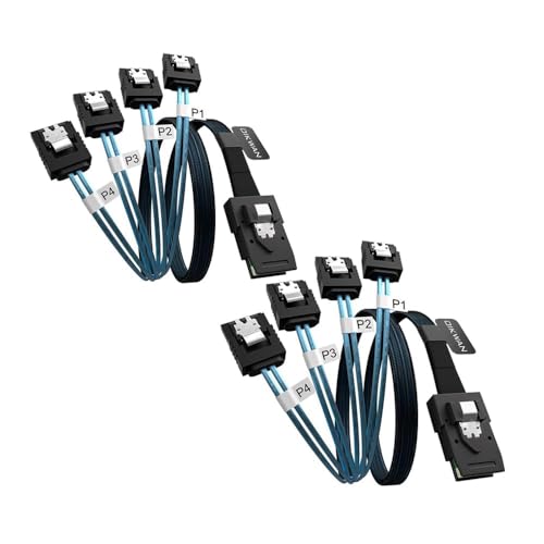 OIKWAN Mini SAS to 4 SATA Cable, 36 Pin SFF 8087 Host/Controller to 7 Pin SATA Target/Backplane, Compatible with PERC H310, RAID Controller 3Feet(2 Pack) - Image 1