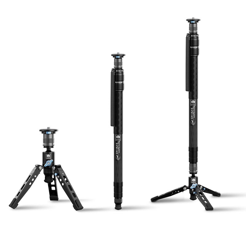 SIRUI SVM145 Rapid Monopod with Feet 57 Professional Carbon Fiber Camera Monopod OneStep Rapid Height Adjustment Modular 3 in 1 Max Load 22lbs