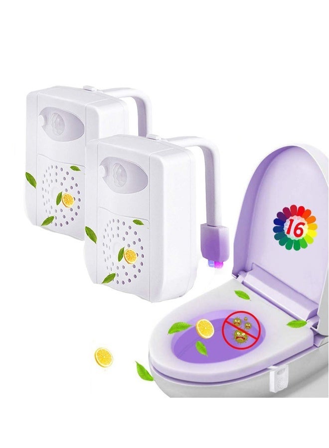 Toilet Light Motion Sensor Detection Led Light with Aroma Toilet Toilet Restroom Night Light Gadget 16 Color Toilet Light Sensor Light (2 Pieces)