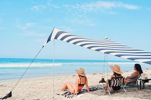Neso Grande Portable Beach Tent Sun Shelter Lightweight Beach Shade Canopy Easy Setup for Family Outings Patented Reinforced Corners UPF 50 7ft Tall 9 x 9ft BlackWhite Stripes - Image 3