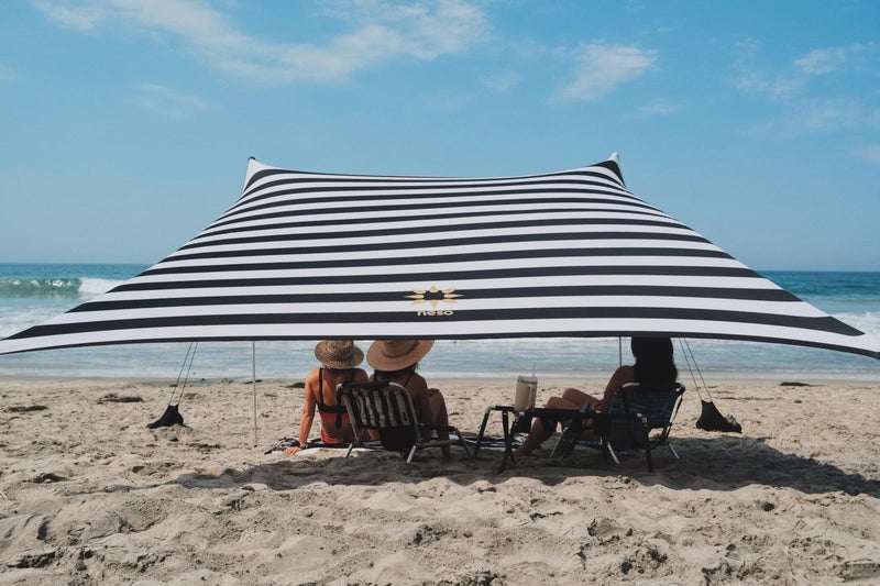 Neso Grande Portable Beach Tent Sun Shelter Lightweight Beach Shade Canopy Easy Setup for Family Outings Patented Reinforced Corners UPF 50 7ft Tall 9 x 9ft BlackWhite Stripes - Image 2