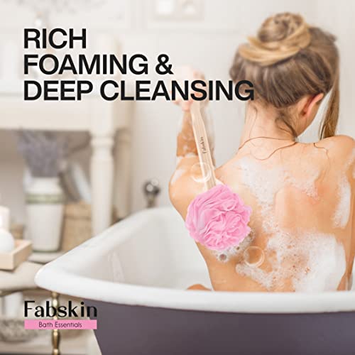 FABSKIN Luxury Back Bathing Loofah With Wooden Handle for Men and Women | Pack of 1 | Loofah For Back Bathing with handle | Back Bathing Loofah Brush | Back Scrubber for Bathing (Pink) - Image 4
