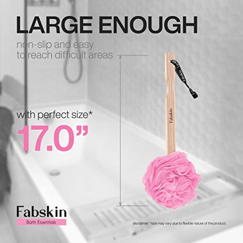 FABSKIN Luxury Back Bathing Loofah With Wooden Handle for Men and Women | Pack of 1 | Loofah For Back Bathing with handle | Back Bathing Loofah Brush | Back Scrubber for Bathing (Pink) - Image 5