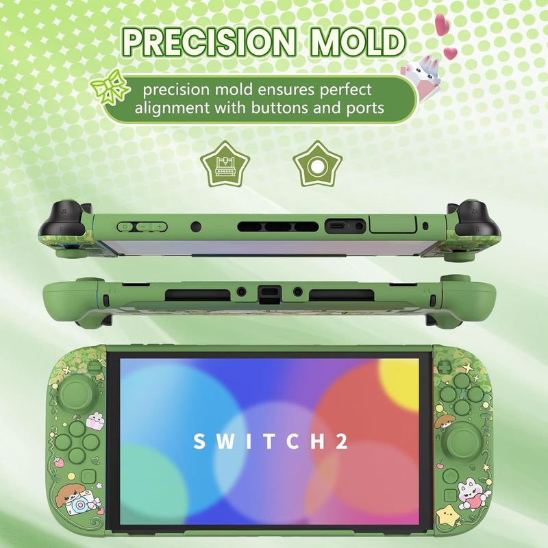 غطاء حماية لجهاز Nintendo Switch 2 - غلاف صلب قابل للإرساء كيوت لجهاز Switch 2 مع قبضة الإبهام وملصق وأغطية الأزرار، غطاء مقاوم للخدوش وصدمات - مخبز الغابة - Image 5