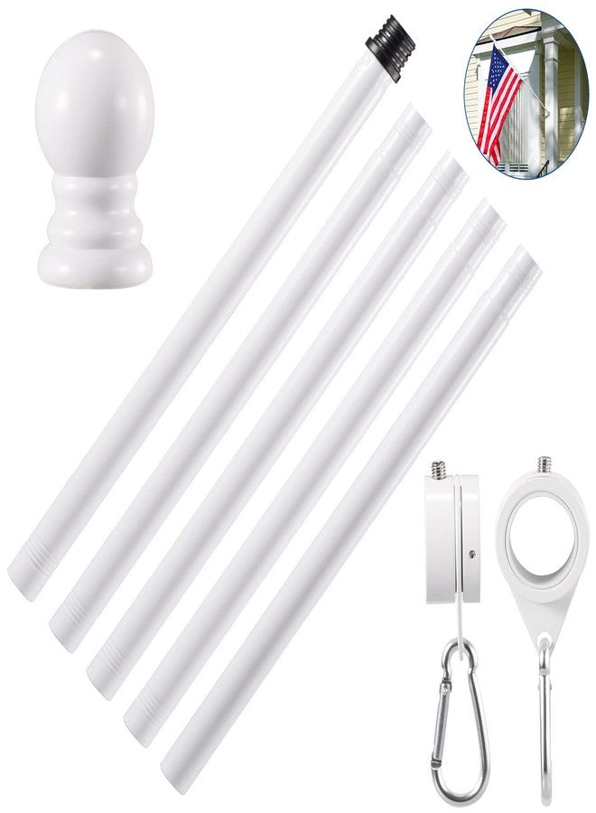 BONWIN White Flag Pole Kit for Outside House, 6 FT Thickened Stainless Steel Wall Mount Flag Pole for 3x5'/ 4x6' American Flag, 1" Anti-Wrap Spinning Flagpole Rings Hardware Kits for Porch Yard - Image 2