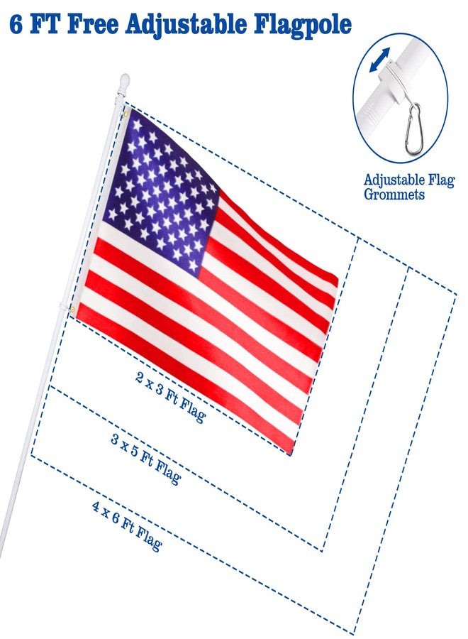 BONWIN White Flag Pole Kit for Outside House, 6 FT Thickened Stainless Steel Wall Mount Flag Pole for 3x5'/ 4x6' American Flag, 1" Anti-Wrap Spinning Flagpole Rings Hardware Kits for Porch Yard - Image 3
