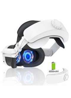 آه آه ملحقات حزام الرأس Design Comfort المتوافقة مع Meta Quest 3 Elite حزام بديل لتعزيز الدعم مع بطارية 6400 مللي أمبير متوافقة مع اللون الأبيض  - Image 2