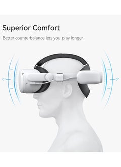 آه آه ملحقات حزام الرأس Design Comfort المتوافقة مع Meta Quest 3 Elite حزام بديل لتعزيز الدعم مع بطارية 6400 مللي أمبير متوافقة مع اللون الأبيض  - Image 3