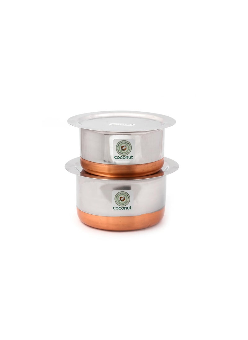 KCL Coconut Copper Base Tope & Lid Stainless Steel Cookware Set of 2-1500 ML & 2000 ML  - Image 3