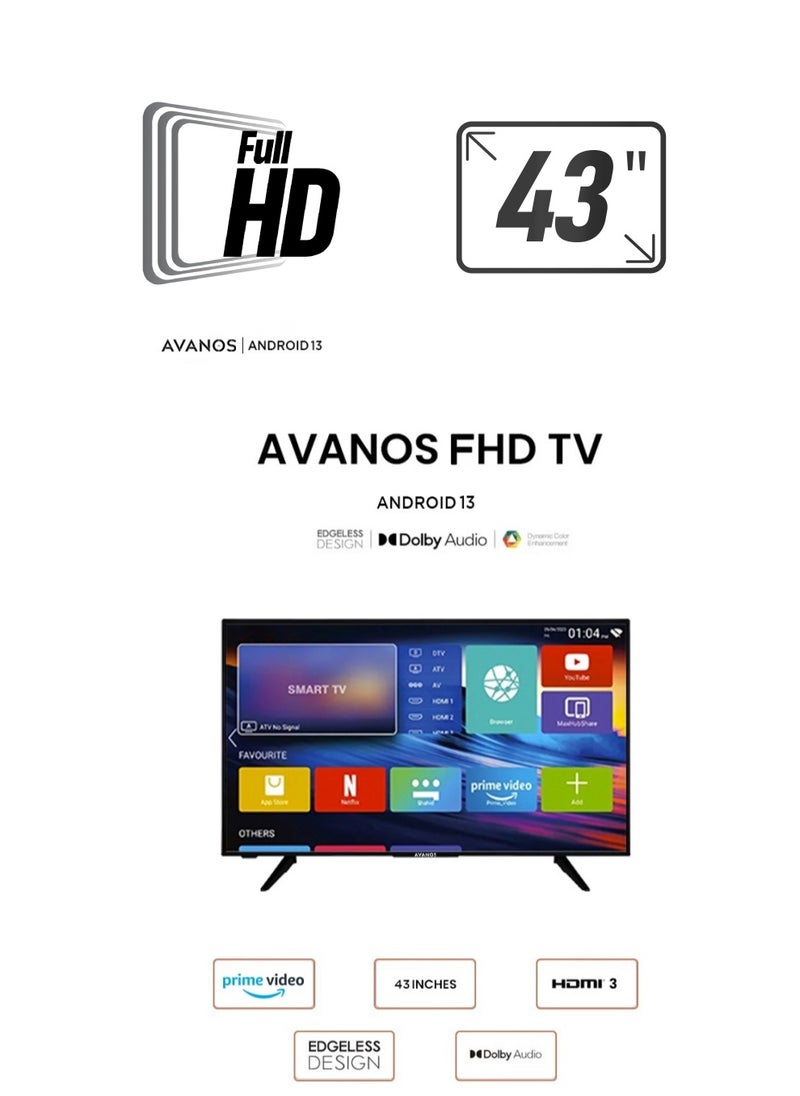 AVANOS 43" FHD Edgeless Android TV  - Image 1