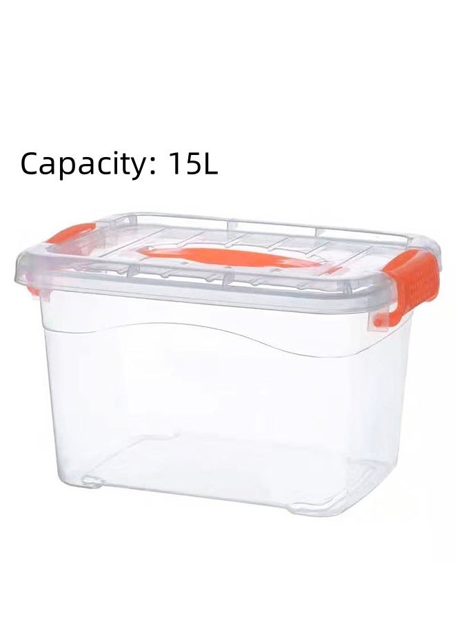 Transparent Storage Box, Storage Bin, 15L Capacity Storage Bin, Multi-Functional Containing Box, Stackable Sealed Transparent Visual Design, 1 Piece. - Image 1