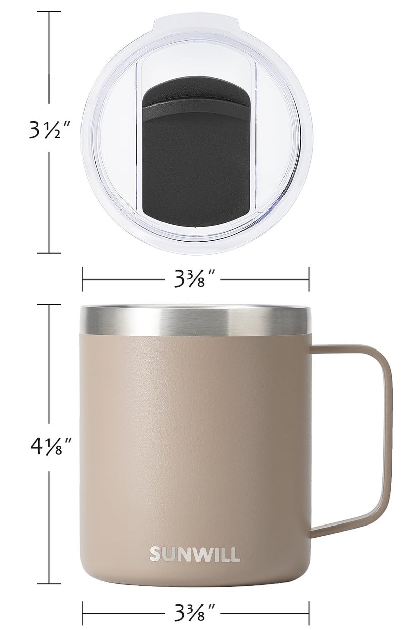 SUNWILL SUNWILL Coffee Mug with handle and lid 14oz  Insulated Camping Mug  Double Wall Stainless Steel Travel Tumbler Cup  Reusable Coffee Cup Outdoor  Powder Coated Taupe - Image 4