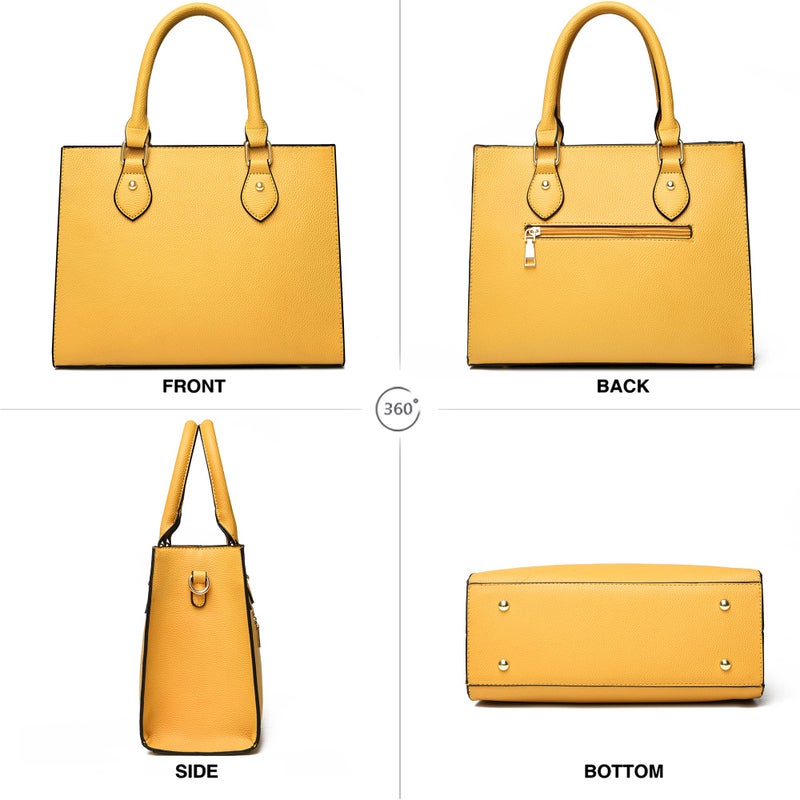 CHICAROUSAL Crossbody Purses and Handbags for Women PU Leather Tote Top Handle Satchel Shoulder Bags (Liz Mustard Yellow) - Image 4