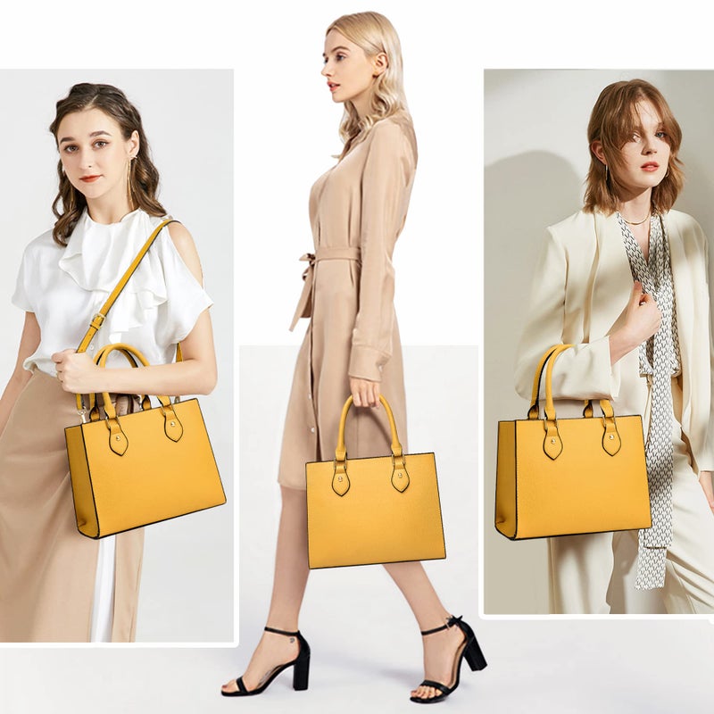 CHICAROUSAL Crossbody Purses and Handbags for Women PU Leather Tote Top Handle Satchel Shoulder Bags (Liz Mustard Yellow) - Image 3