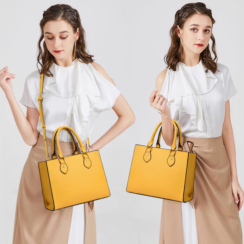 CHICAROUSAL Crossbody Purses and Handbags for Women PU Leather Tote Top Handle Satchel Shoulder Bags (Liz Mustard Yellow) - Image 2