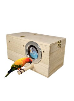 MAJIBAO Birds House, Birds Wooden Box, In-cage Fixing, Small birds, Parakeet, Parrots, Budgie, Canary, Rectangular Box Design, Access Through The Hole, Breeding, Nesting, Strong, Durable, 15 Cm Height  - Image 1
