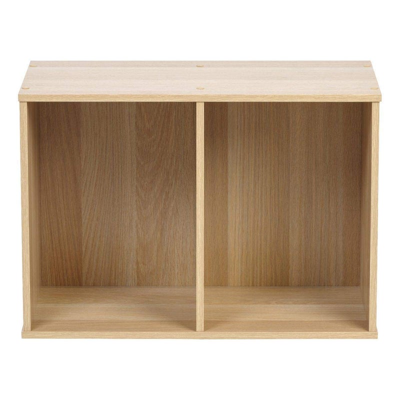 Storage Shelf in Beige, 2-Compartment Wooden Cabinet, Freestanding Bookcase for Office, Living Room, Bedroom, or Entrance, Simple and Compact Organizer - Image 5