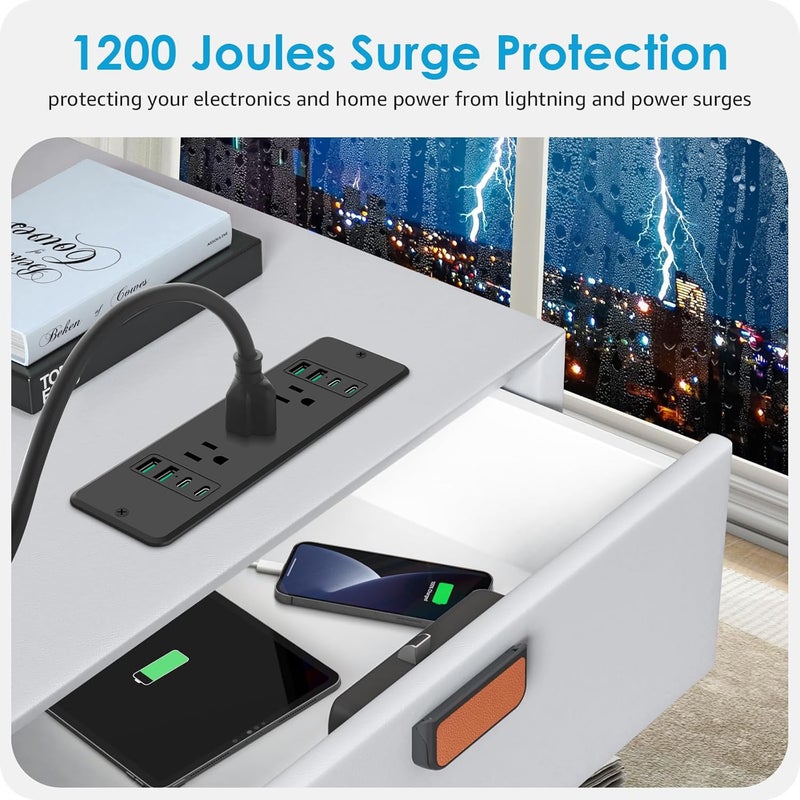 14 في 1 شريط طاقة سريع الشحن غائر، مقبس طاقة للأثاث بقدرة 45 واط مع USB-C، حماية من زيادة التيار مع تركيب متساوٍ، مع 6 مقابس تيار متردد، 4 منافذ USB-A و4 منافذ USB-C، سلك طاقة بطول 6 أقدام. (أسود) - Image 5