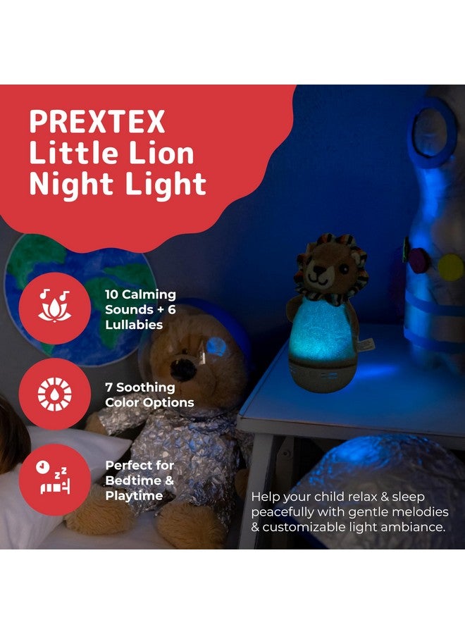 PREXTEX Little Lion Shape Kids Night Light - 7 Colors, 10 Calming Sounds, 6 Lullabies, Timer, Washable Covers, Portable Night Lamp for Kids - Lion Lamp for Ages 2 and Up - 3.9 x 6.9 x 3 inches - Image 2