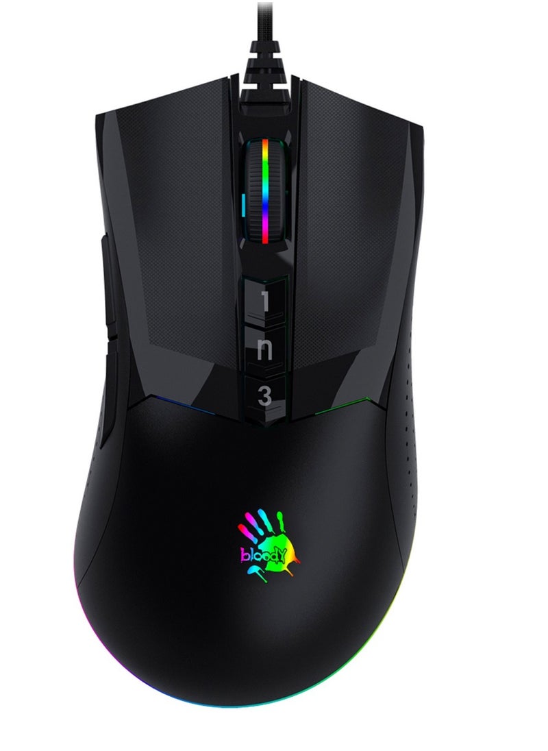 W90 Max Gaming Mouse -4 Core Activated RGB  – BC3332-A 10K Sensor – 10,000 CPI – 250 IPS – 4 Types LOD Setting Switch – 2000 Hz Report Rate – 4M Onboard Memory – Dual-Injection Rubber Wheel