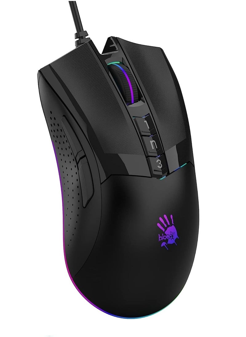 W90 Max Gaming Mouse -4 Core Activated RGB  – BC3332-A 10K Sensor – 10,000 CPI – 250 IPS – 4 Types LOD Setting Switch – 2000 Hz Report Rate – 4M Onboard Memory – Dual-Injection Rubber Wheel