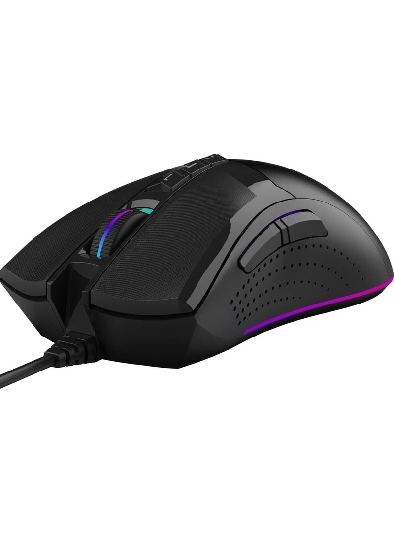 W90 Max Gaming Mouse -4 Core Activated RGB  – BC3332-A 10K Sensor – 10,000 CPI – 250 IPS – 4 Types LOD Setting Switch – 2000 Hz Report Rate – 4M Onboard Memory – Dual-Injection Rubber Wheel