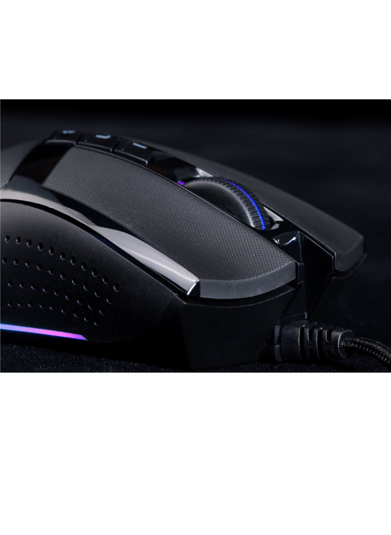 W90 Max Gaming Mouse -4 Core Activated RGB  – BC3332-A 10K Sensor – 10,000 CPI – 250 IPS – 4 Types LOD Setting Switch – 2000 Hz Report Rate – 4M Onboard Memory – Dual-Injection Rubber Wheel