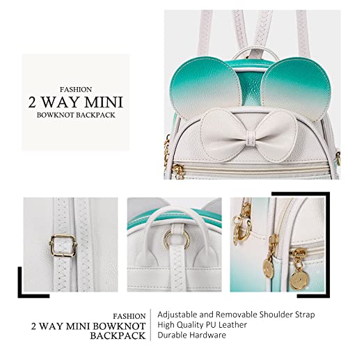 KL928 Girls Mini Backpack Bowknot Polka Dot Cute Small Daypacks Convertible Shoulder Bag Purse for Women - Image 3
