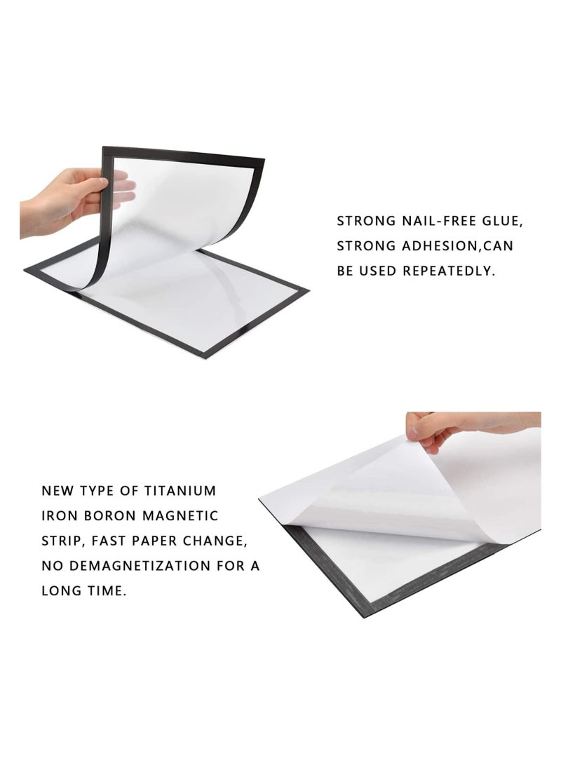 4 عبوات حامل لافتات مغناطيسية ، حامل لافتات مغناطيسي ذاتي اللصق ، حامل مستندات مغناطيسي لمتجر ملصقات مكتب نافذة الحائط ، مقاس A4 - Image 4